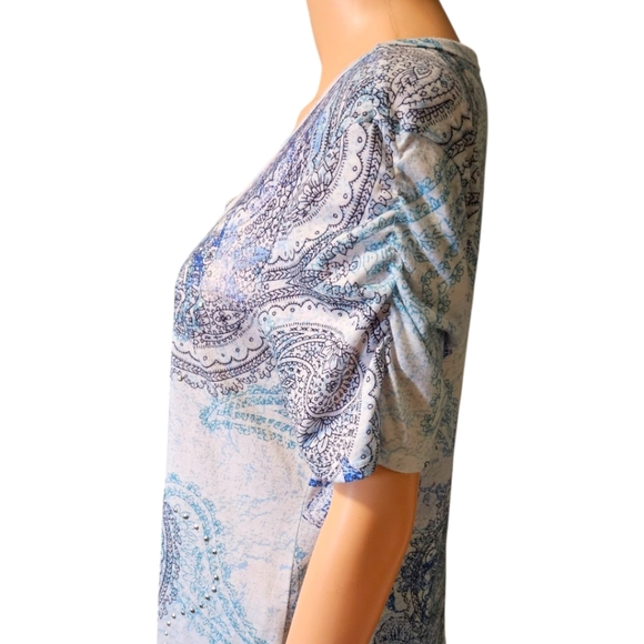 WM Y2K Embellished Paisley Tee Sz XL Fashion Bug Fairycore Bling 00s Spring - Picture 5 of 14